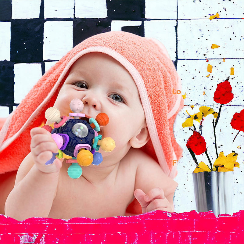 Silicone Baby Teething Toy - Teething Ball Rattle For Infants MamabBabyLand