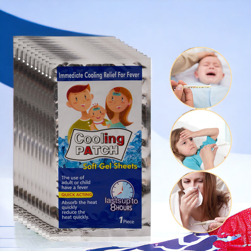 10 Bags Cooling Patch Baby Fever Down Medical Plaster Lower - Migraine Headache Pads MamabBabyLand