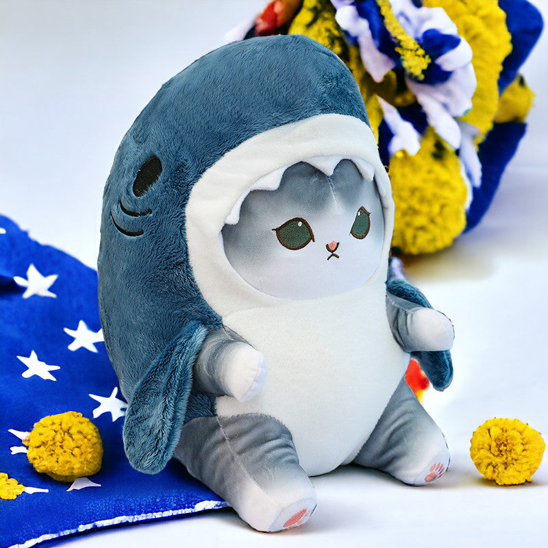 1pc Anime Shark Cat Plush Toy - Cute Stuffed Animals Soft Plushies For Kids MamabBabyLand