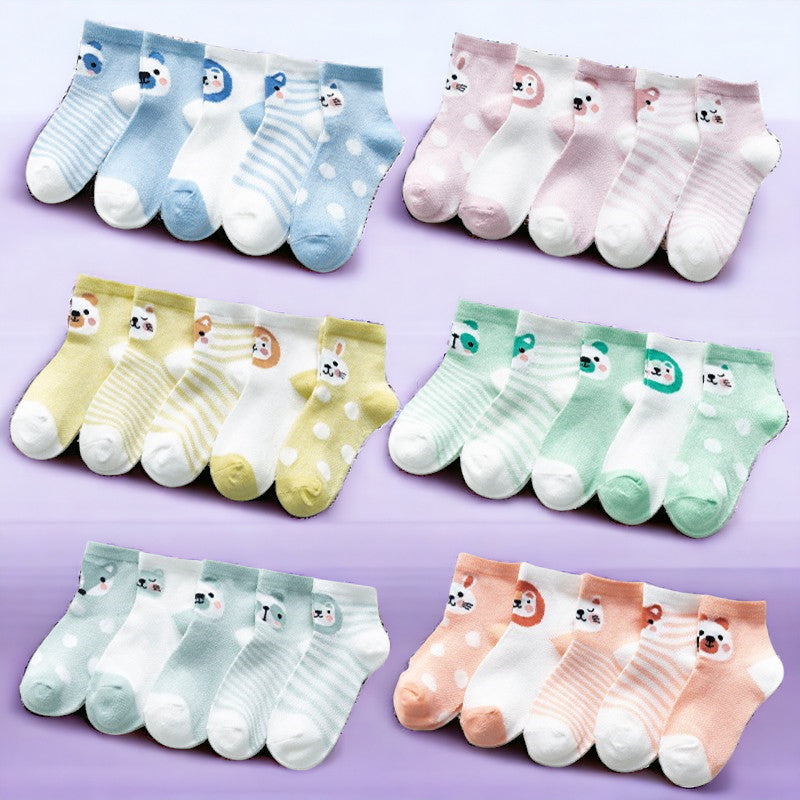 5 Pairs Infant Baby Socks -  Newborn Toddler First Walker Socks MamabBabyLand