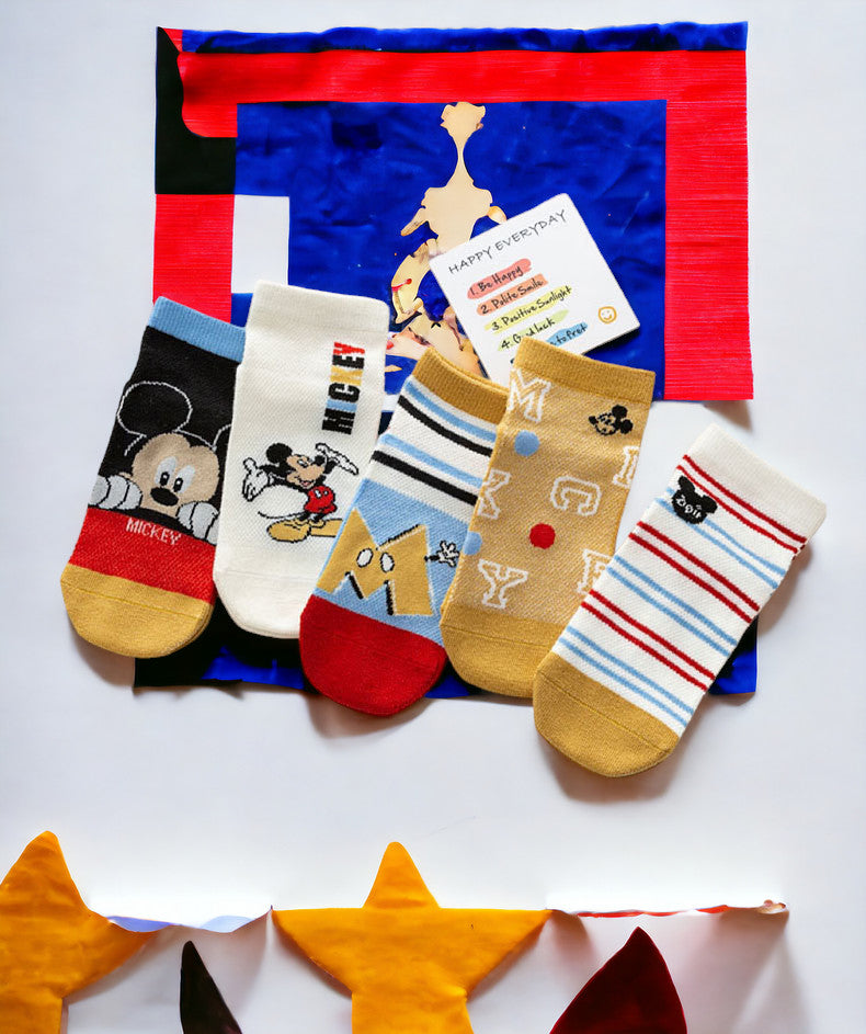 5 Pair Disney Cute Cartoon Soft Short Socks for Kids - Mickey Fashion Socks MamabBabyLand