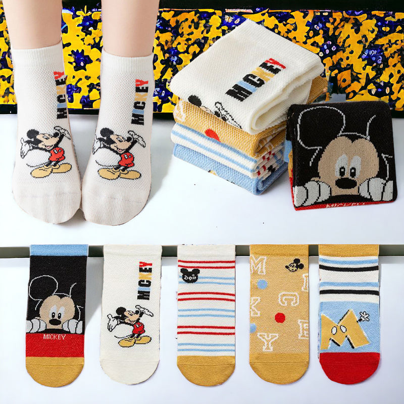 5 Pair Disney Cute Cartoon Soft Short Socks for Kids - Mickey Fashion Socks MamabBabyLand