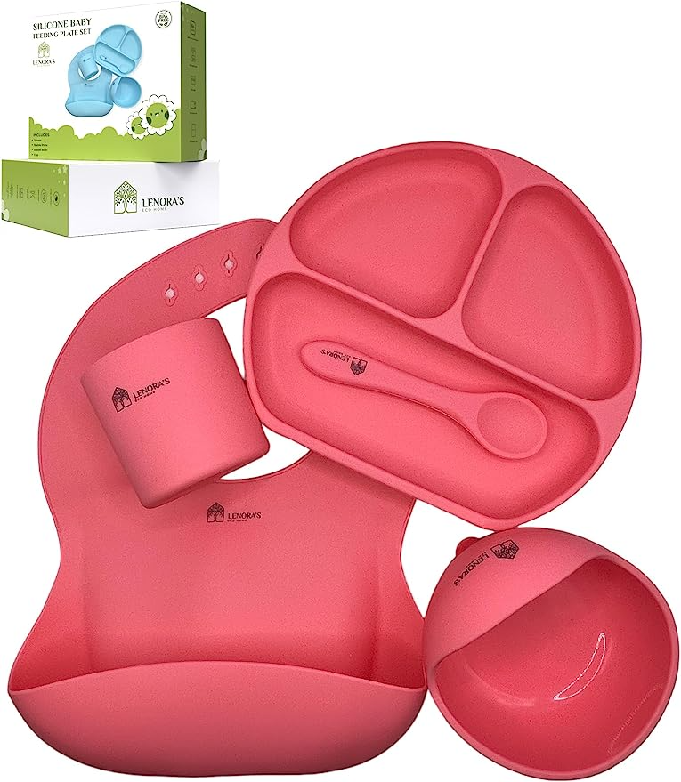 Silicone Baby Feeding Plate Set - From Lenora's ( Blue / Pink)