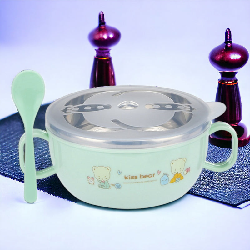 Babies Feeding Bowl - Stainless Steel Insulation Bowl - Children Tableware Cartoon Food Bowl MamabBabyLand