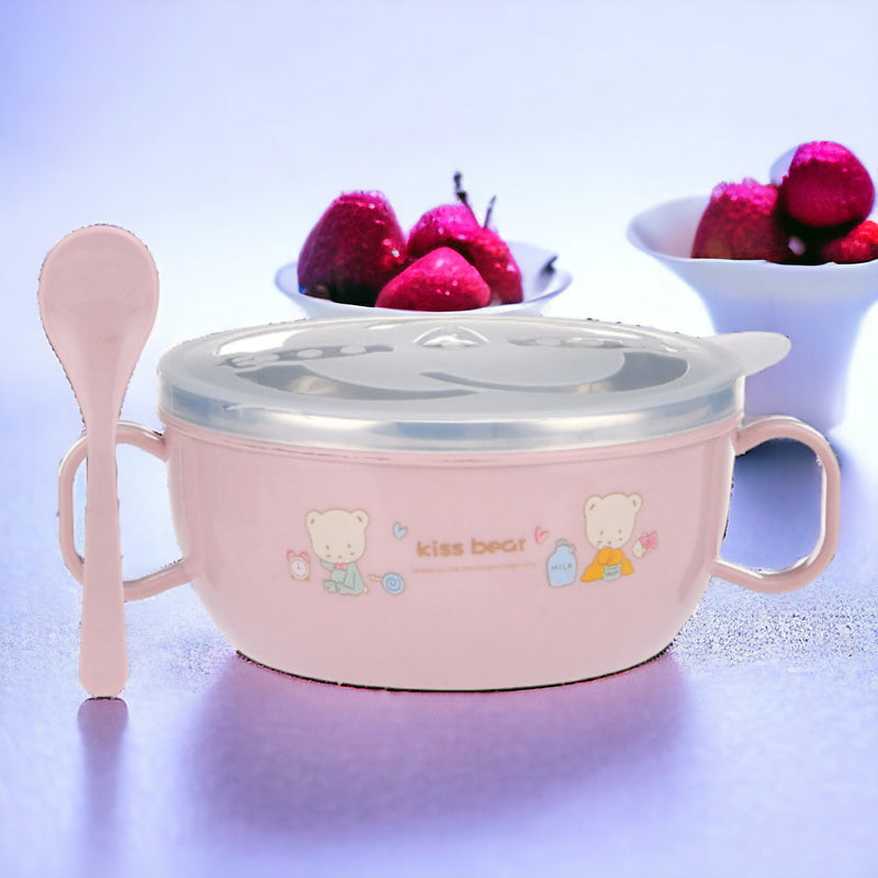 Babies Feeding Bowl - Stainless Steel Insulation Bowl - Children Tableware Cartoon Food Bowl MamabBabyLand