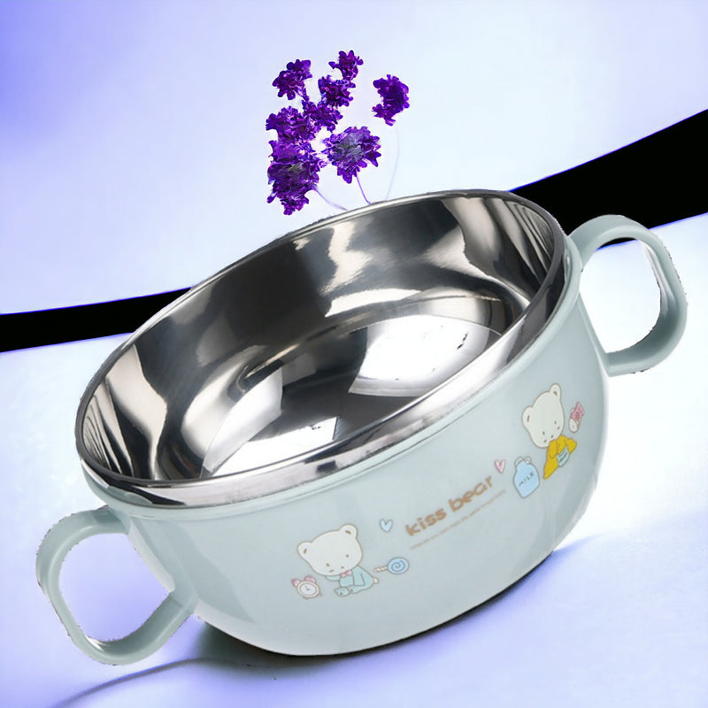 Babies Feeding Bowl - Stainless Steel Insulation Bowl - Children Tableware Cartoon Food Bowl MamabBabyLand