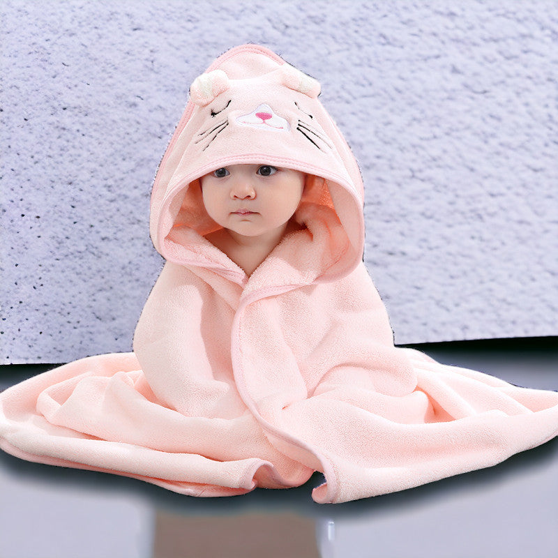 Cartoon Baby Bath Towels - Hooded Coral Fleece Kids Bathrobe - Newborn Swaddle Wrap MamabBabyLand