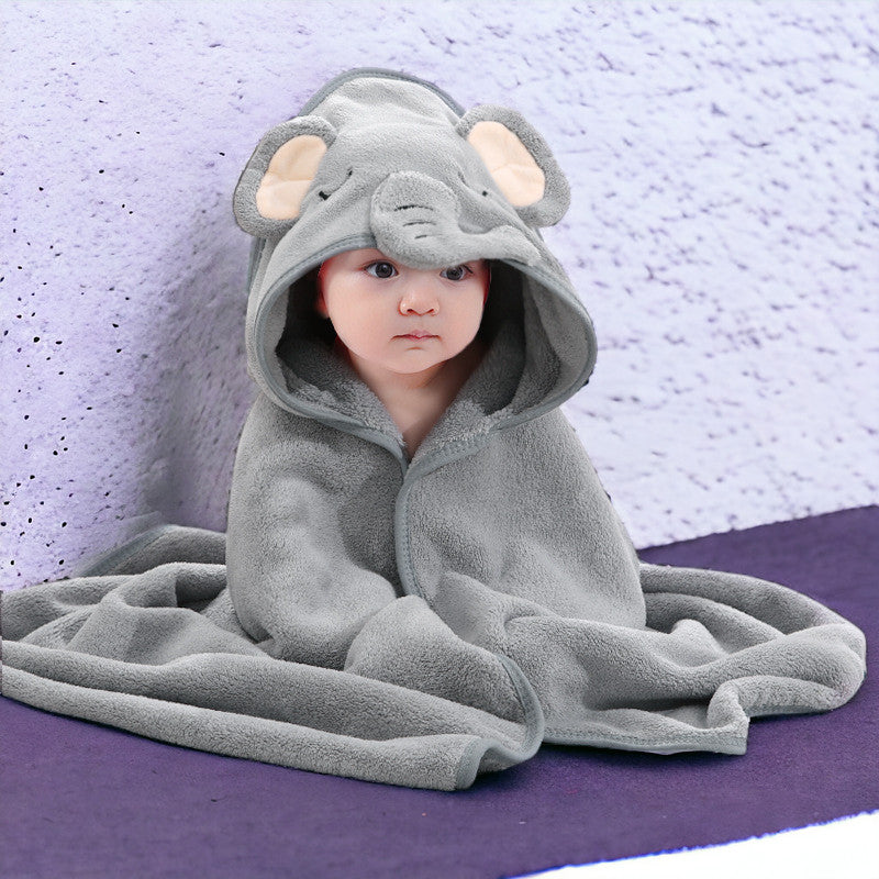 Cartoon Baby Bath Towels - Hooded Coral Fleece Kids Bathrobe - Newborn Swaddle Wrap MamabBabyLand