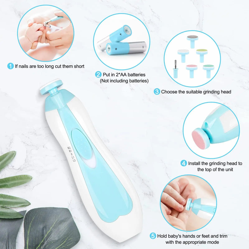 Multifunctional Electric Baby Nail Trimmer Baby Nail File Clippers Toes Fingernail Cutter Trimmer Manicure Tool Set Baby Care MamabBabyLand