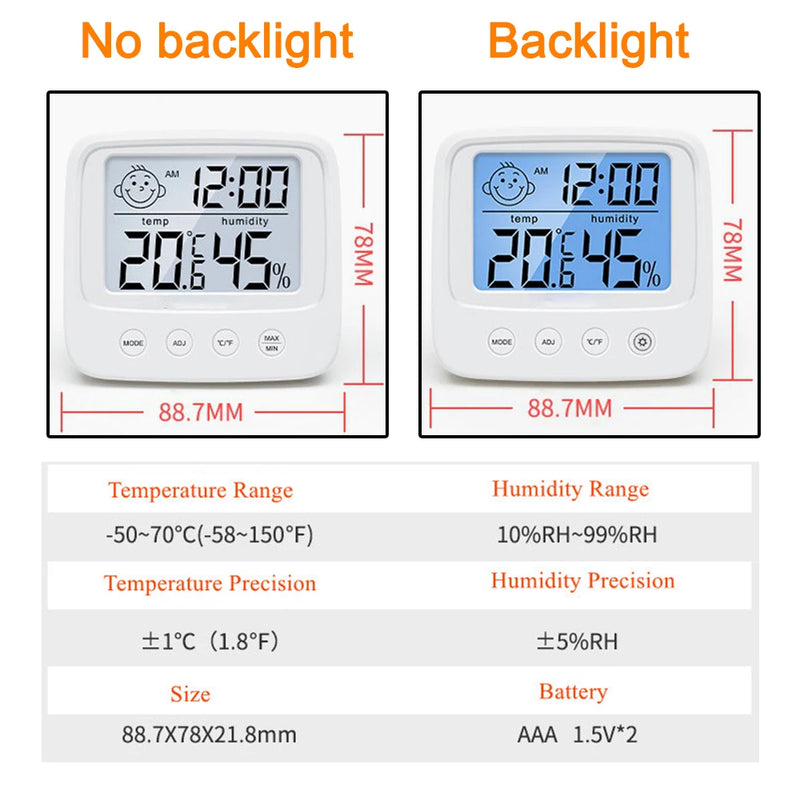 LCD Digital Thermometer Hygrometer - Backlight Temperature Meter Sensor For Kids Room MamabBabyLand