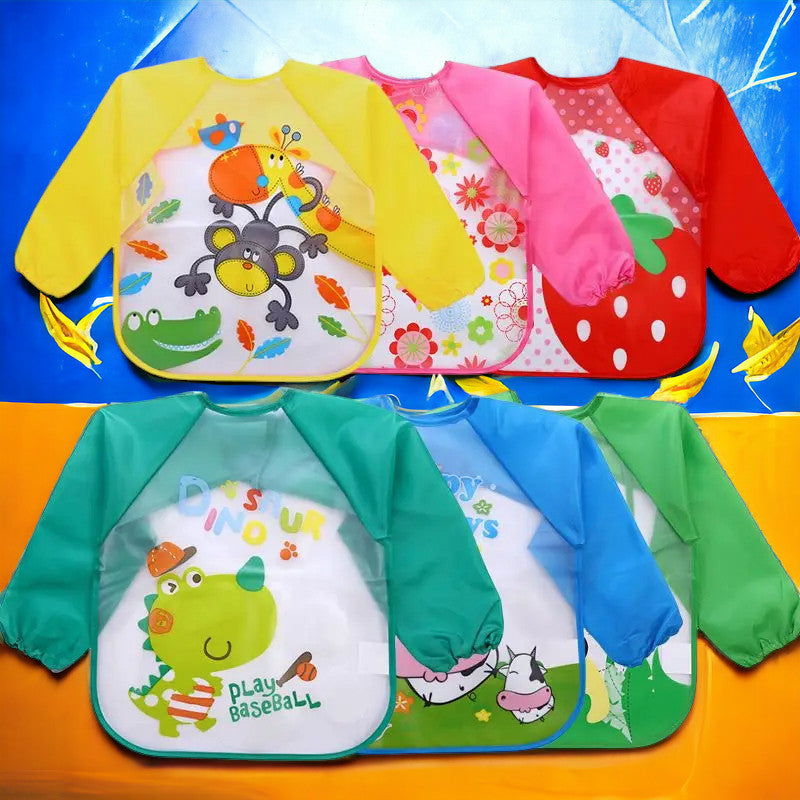 Waterproof Eating Smock - Infant Cartoon Long Sleeve Feeding Bib MamabBabyLand